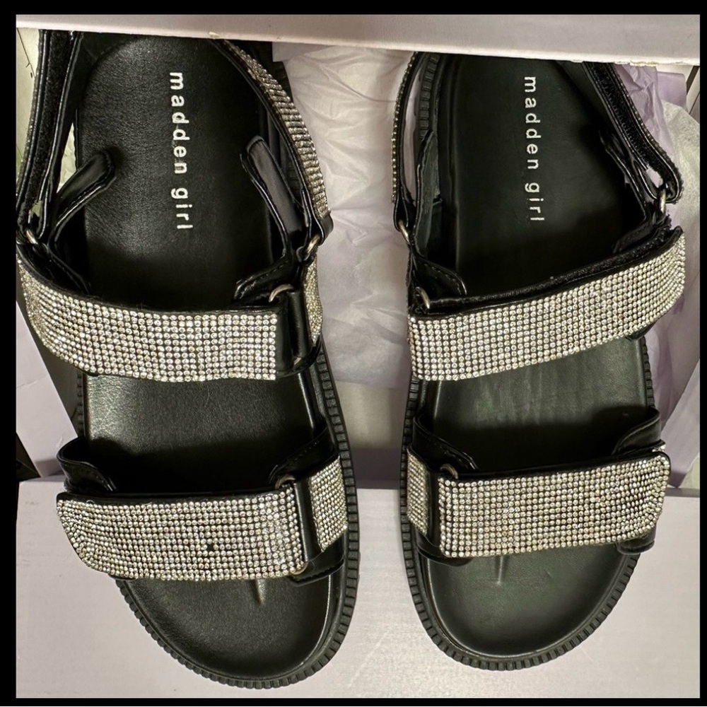 Madden Girl  brand new Black Sandals with Silver Accents